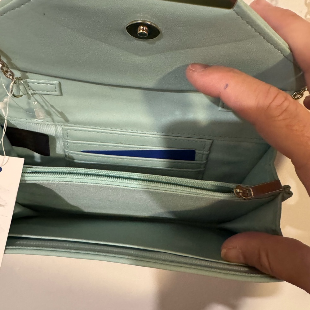 Apt 9 RFID Crossbody Wallet Mint Envelope Clutch NWT Woven Flap - Picture 5 of 6
